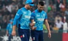 England’s Mark Wood to see specialist amid knee ligament damage fears