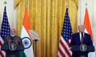 Trump meets Indian PM at White House after threatening new tariffs – live