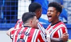 Brewster’s goal wins Sheffield derby to put Blades level on points at the top