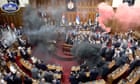 Serbian MPs set off flares and smoke grenades inside parliament