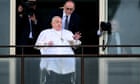 Pope Francis greets crowds in Rome before discharge from hospital