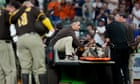 Padres’ Luis Arraez stretchered off after collision v Astros