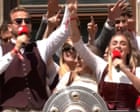 Harry Kane sings Sweet Caroline as Bayern Munich celebrate Bundesliga win – video